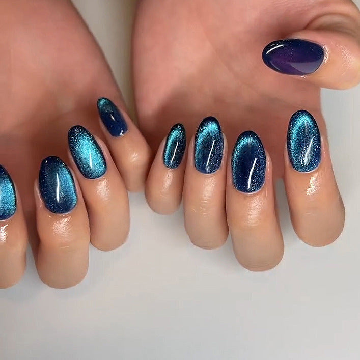No.F807 Blue Cat's Eye Fingernails Patch 24pcs/Set