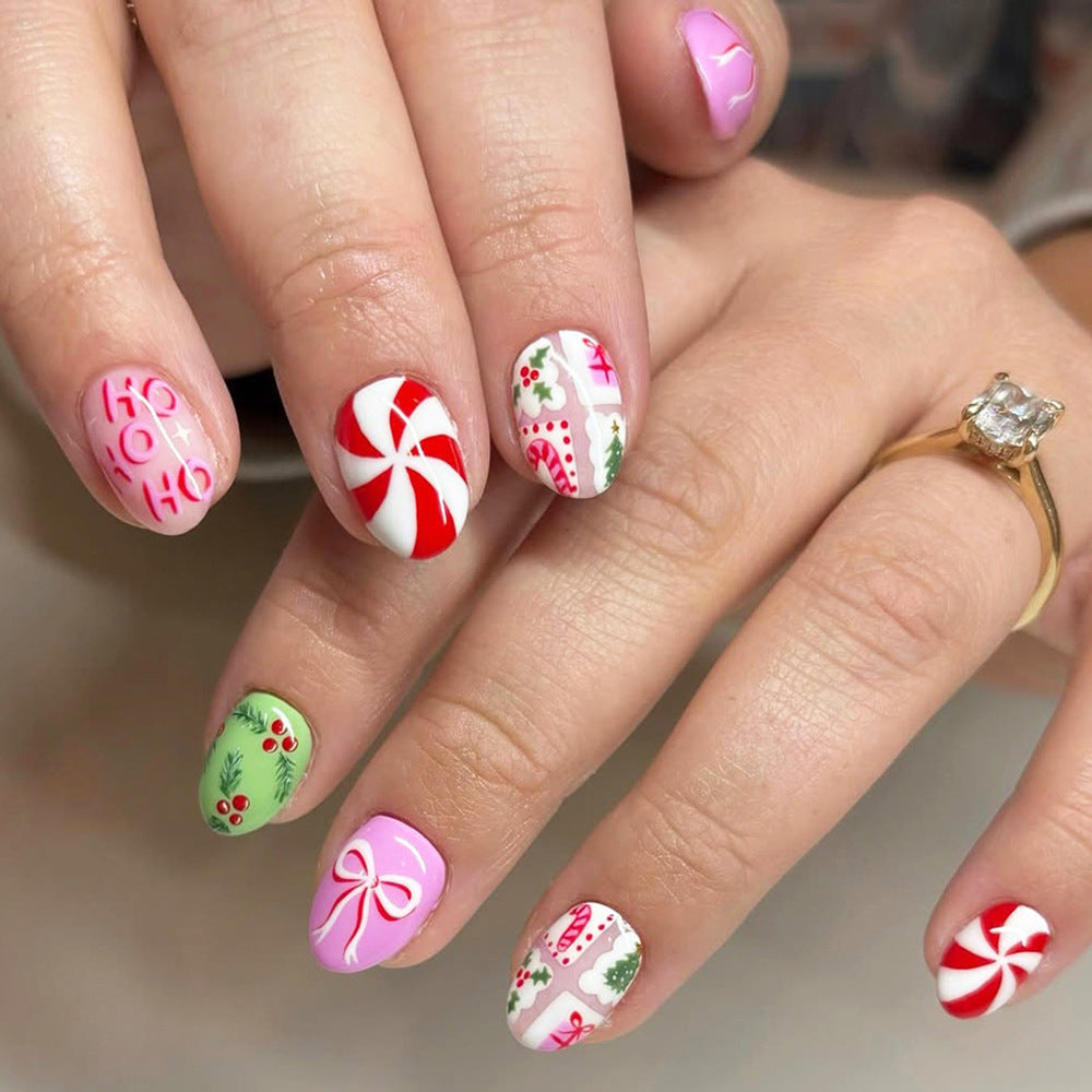 No.F770 Christmas Tree Fingernails Patch 24pcs/Set