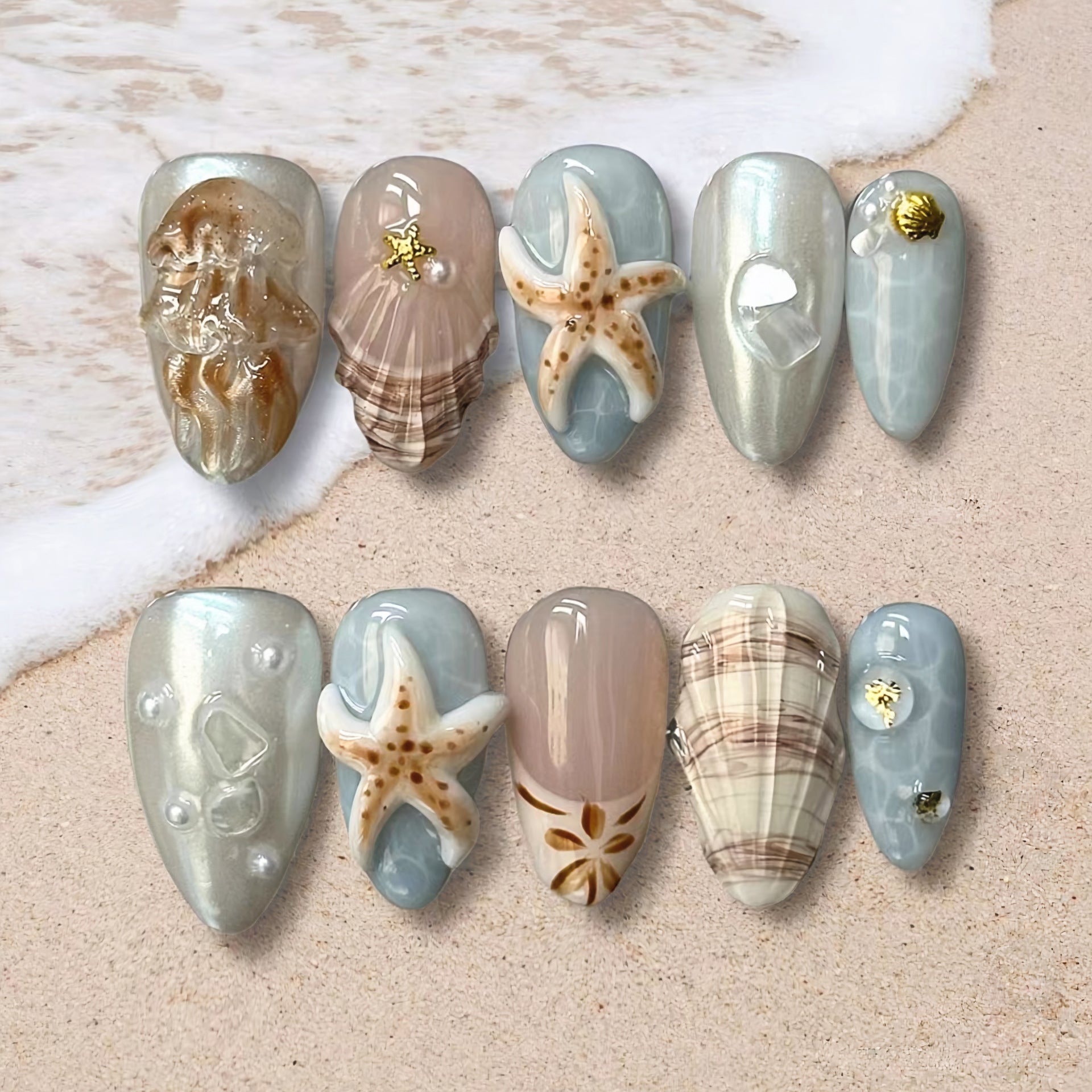 No.BH58 Beach Fingernails Patch 24pcs/Set