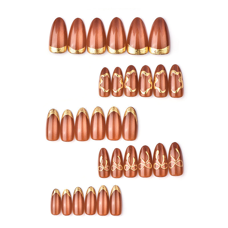 No.F844 Brown Cat's Eye Fingernails Patch 24pcs/Set