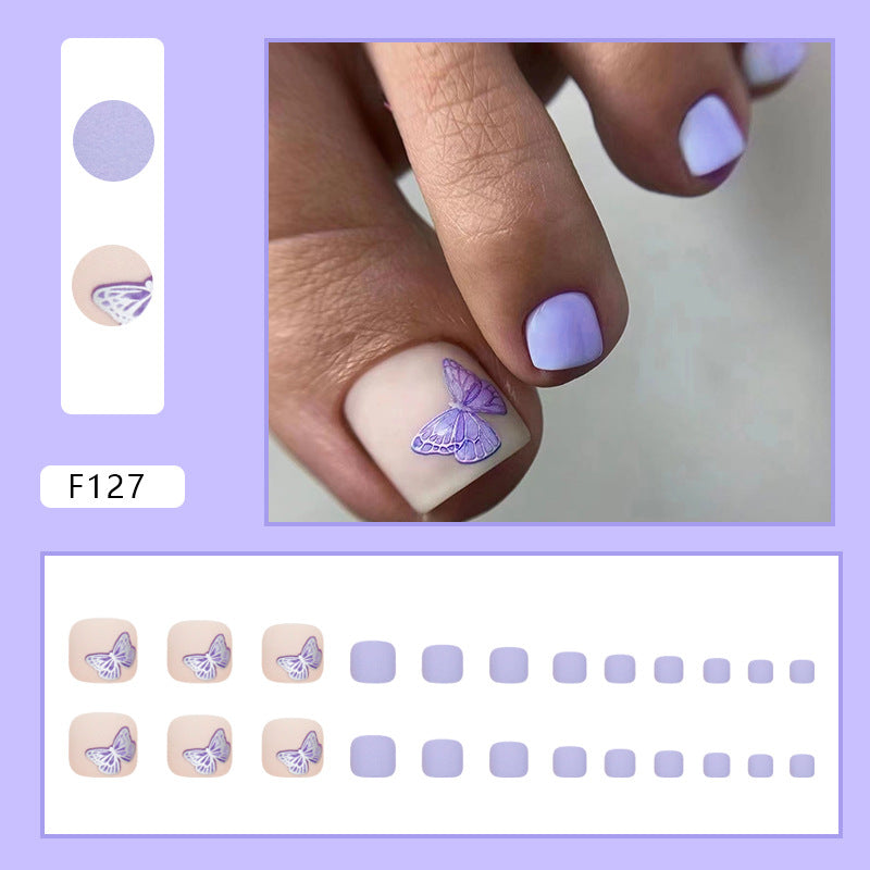 No.262 Romantic Purple Butterfly Toenails Patch 24pcs/Set