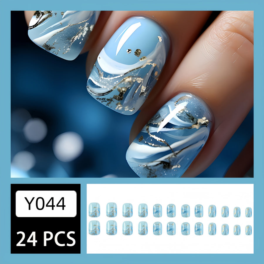 No.F11 Blue Waves Fingernails Patch 24pcs/Set