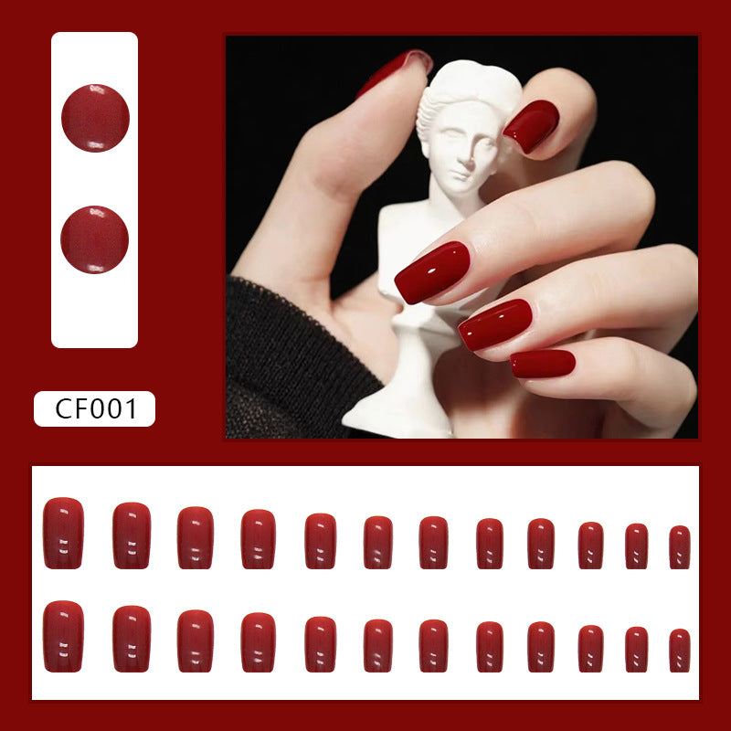 No.F53 Wine Red Fingernails Patch 24pcs/Set