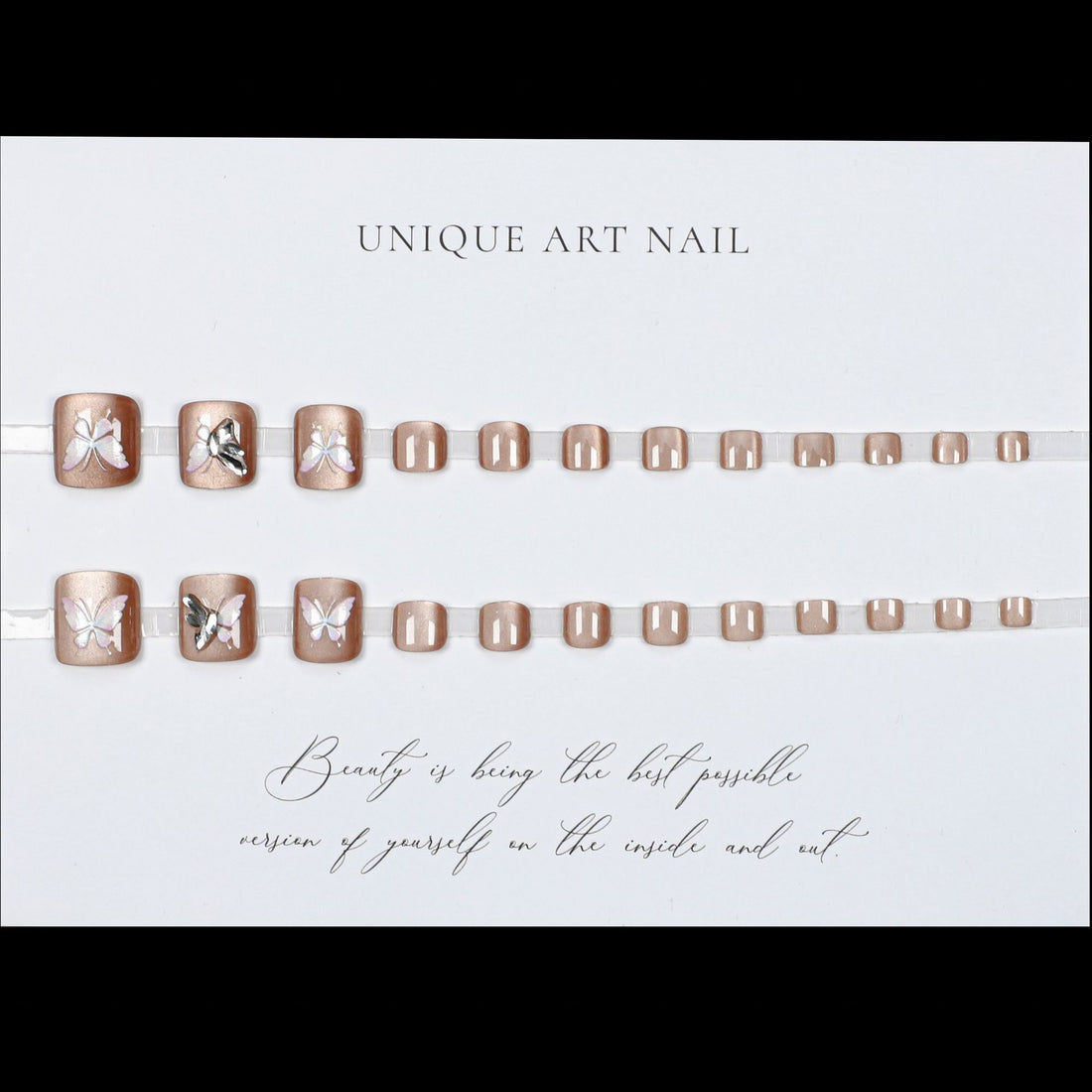 Butterfly Nude Cat Eye Toenail 24pcs/Set