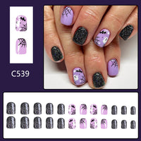 No.AW31 Halloween Black Spider Bat Fingernails Patch 24pcs/Set