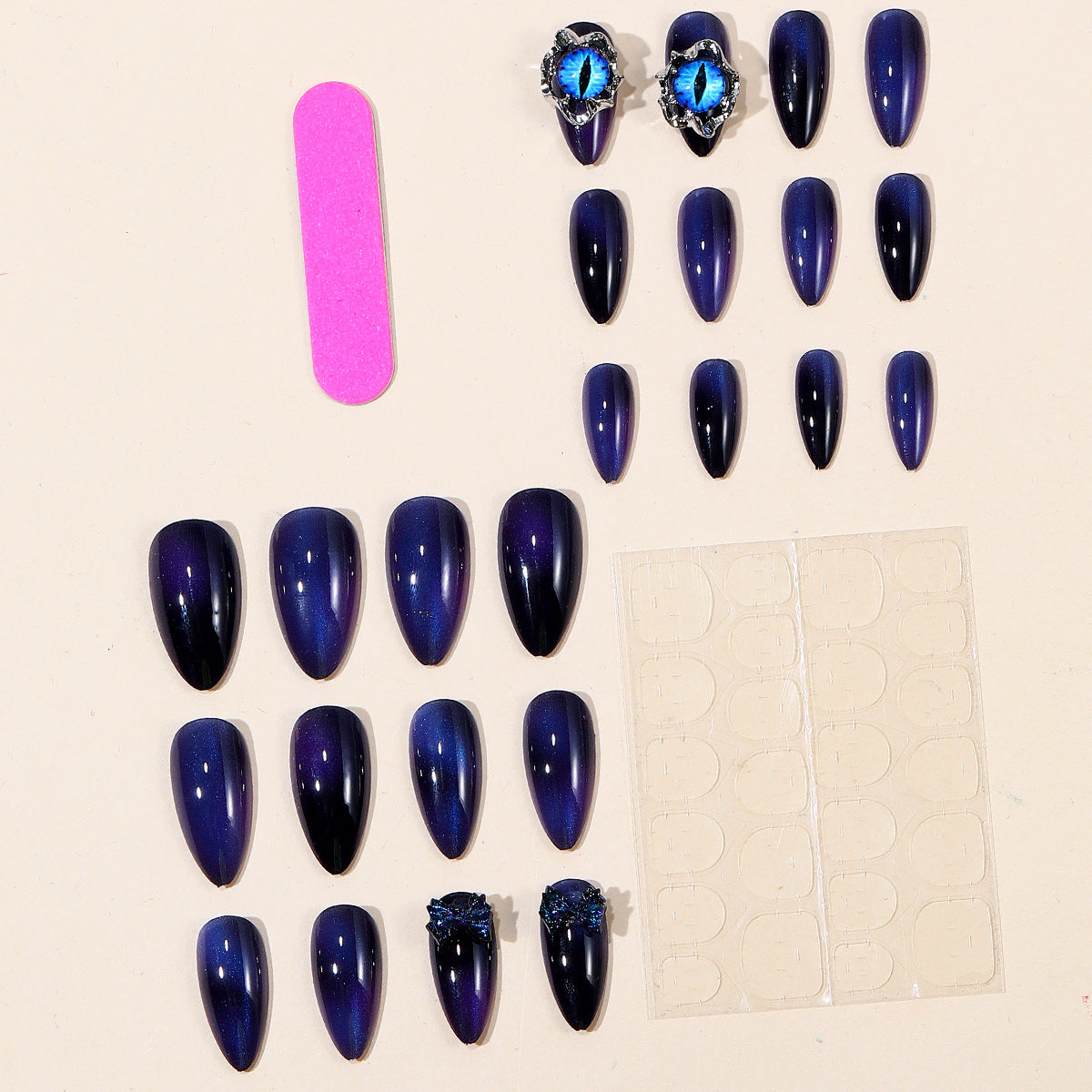 No.AW180 Halloween Blue Cat's Eye Fingernails Patch 24pcs/Set