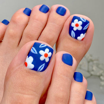 No.306 Blue Flower Toenail Patch 24pcs/Set