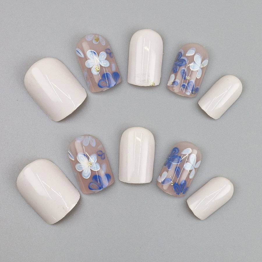 No.F82 Blue Retro Flower Fingernails Patch 24pcs/Set