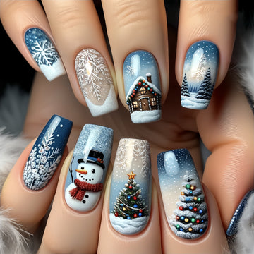 No.CM86 Christmas Snowman Fingernails Patch 24pcs/Set