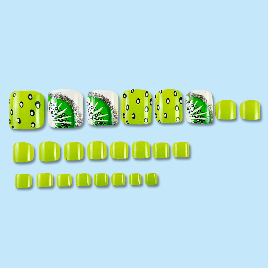 No.290 Kiwi Glitter Toenail Patch 24pcs/Set