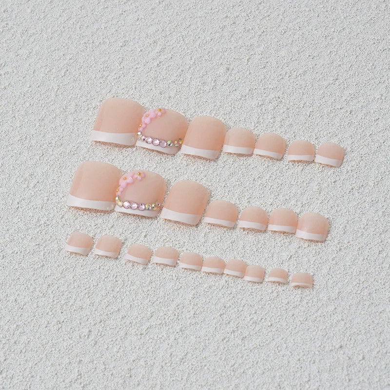 No.416 Pink Flower Toenails Patch 24pcs/Set