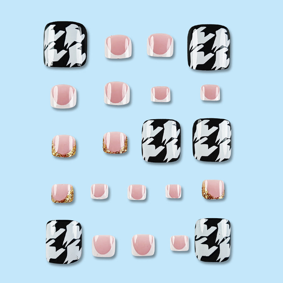 No.279 Simple Black&White Toenail Patch 24pcs/Set