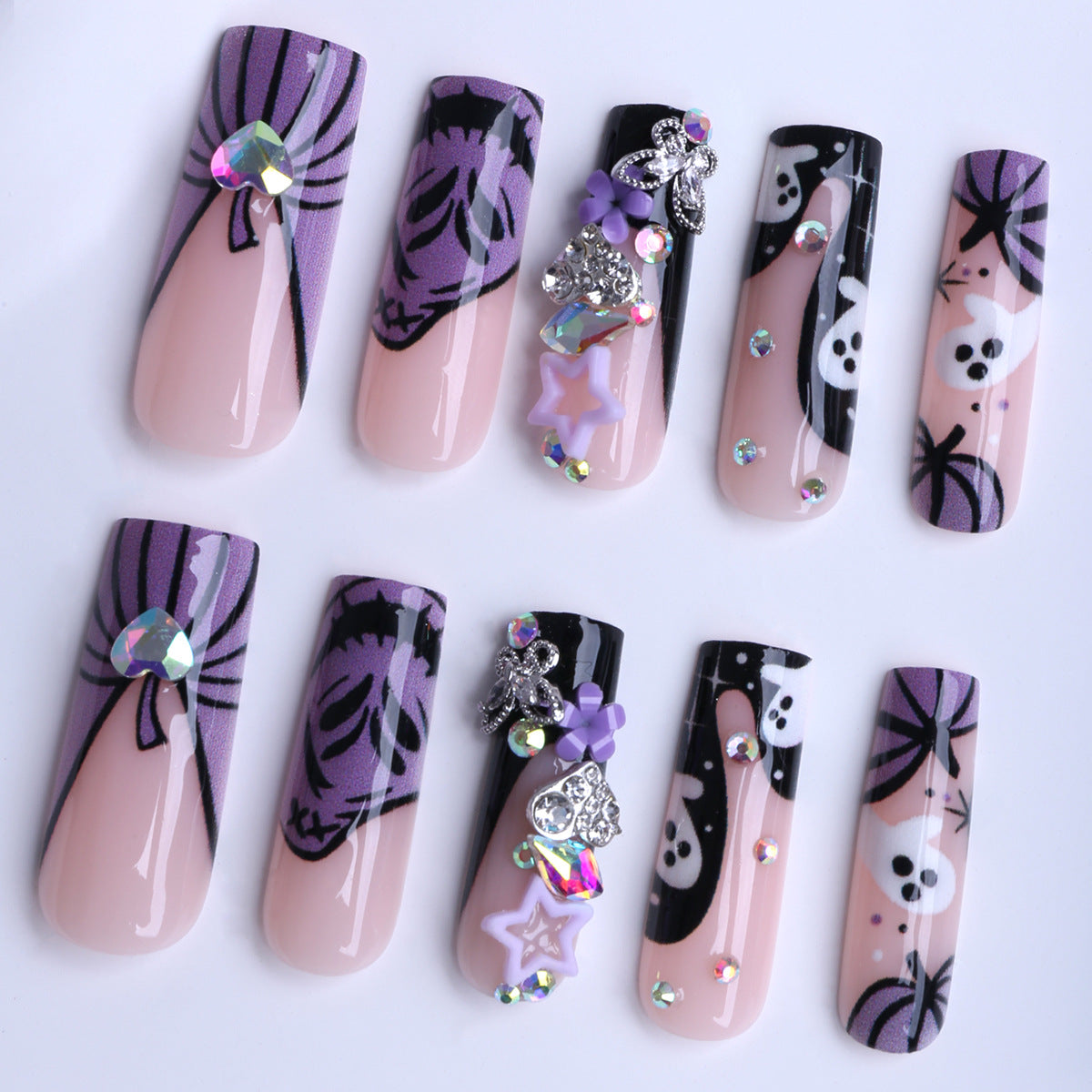 No.AW160 Halloween Purple Ghost Fingernails Patch 24pcs/Set