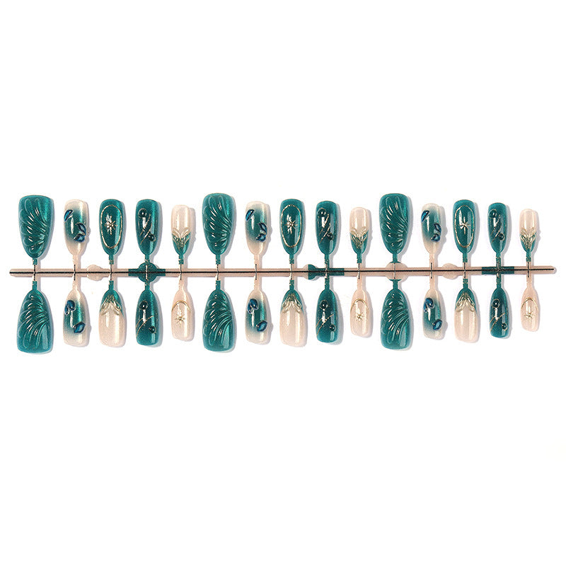 No.F579 Green Cat's Eye Fingernails Patch 24pcs/Set