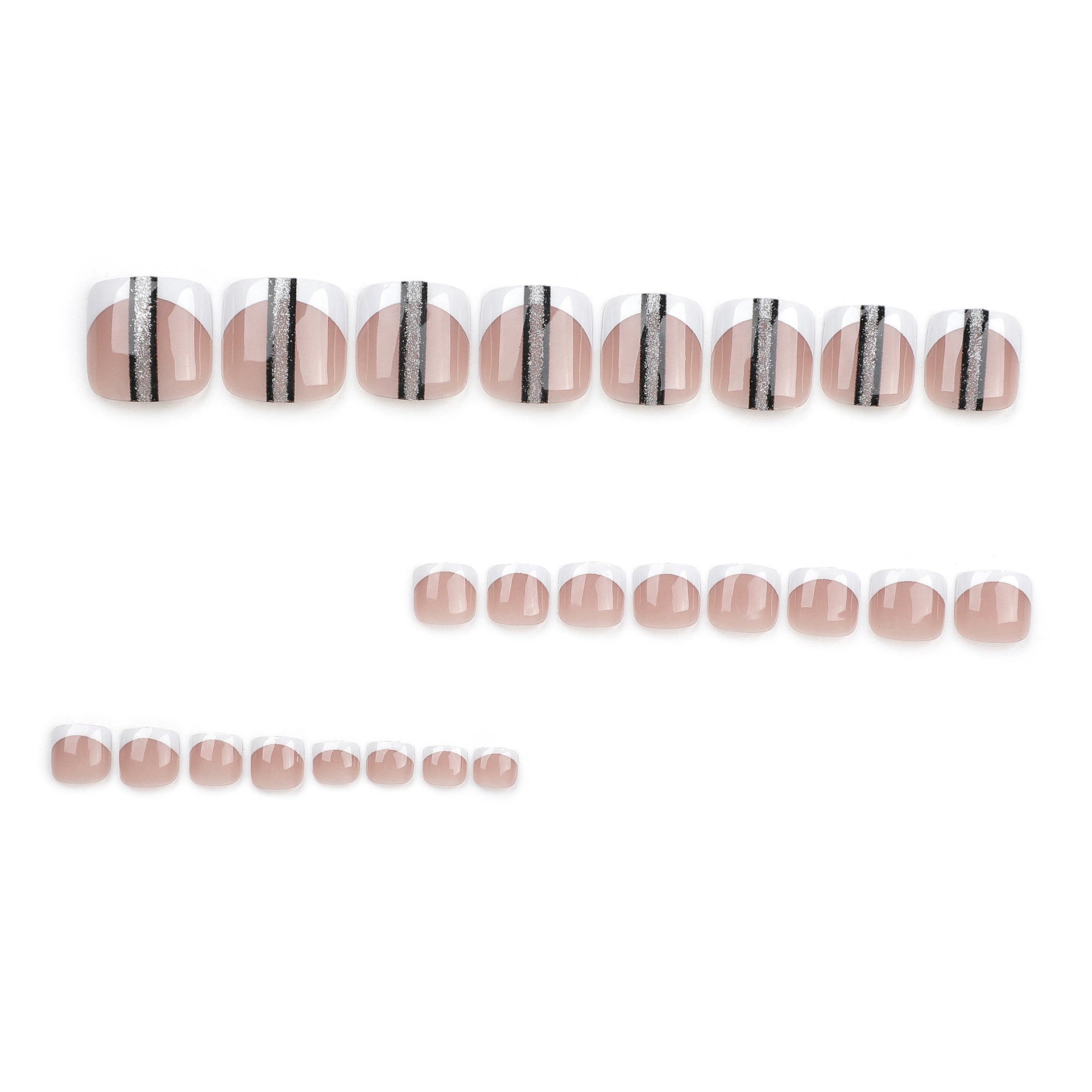 No.450 Black Stripes Toenails Patch 24pcs/Set