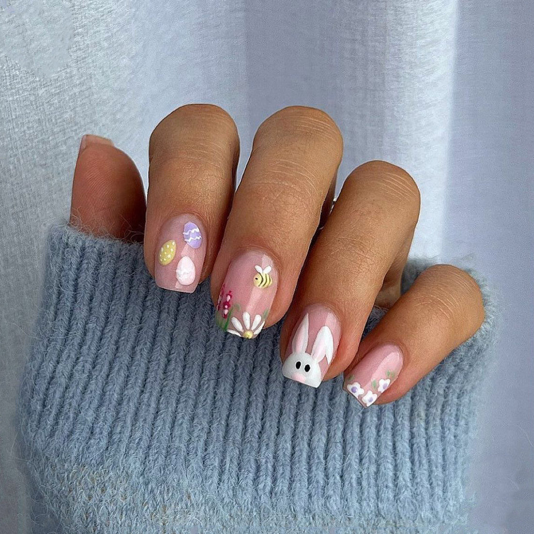 No.ET28 Rabbit Flower Fingernails Patch 24pcs/Set