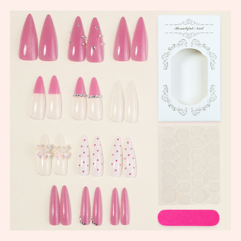 No.F569 Pink Cat's Eye Fingernails Patch 24pcs/Set