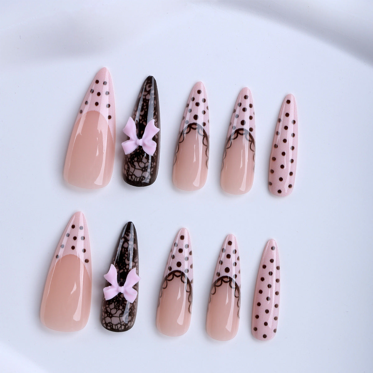 No.F649 Polka Dot Lace Fingernails Patch 24pcs/Set