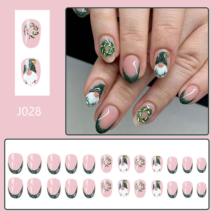 No.CM44 Christmas Glitter Fingernails Patch 24pcs/Set