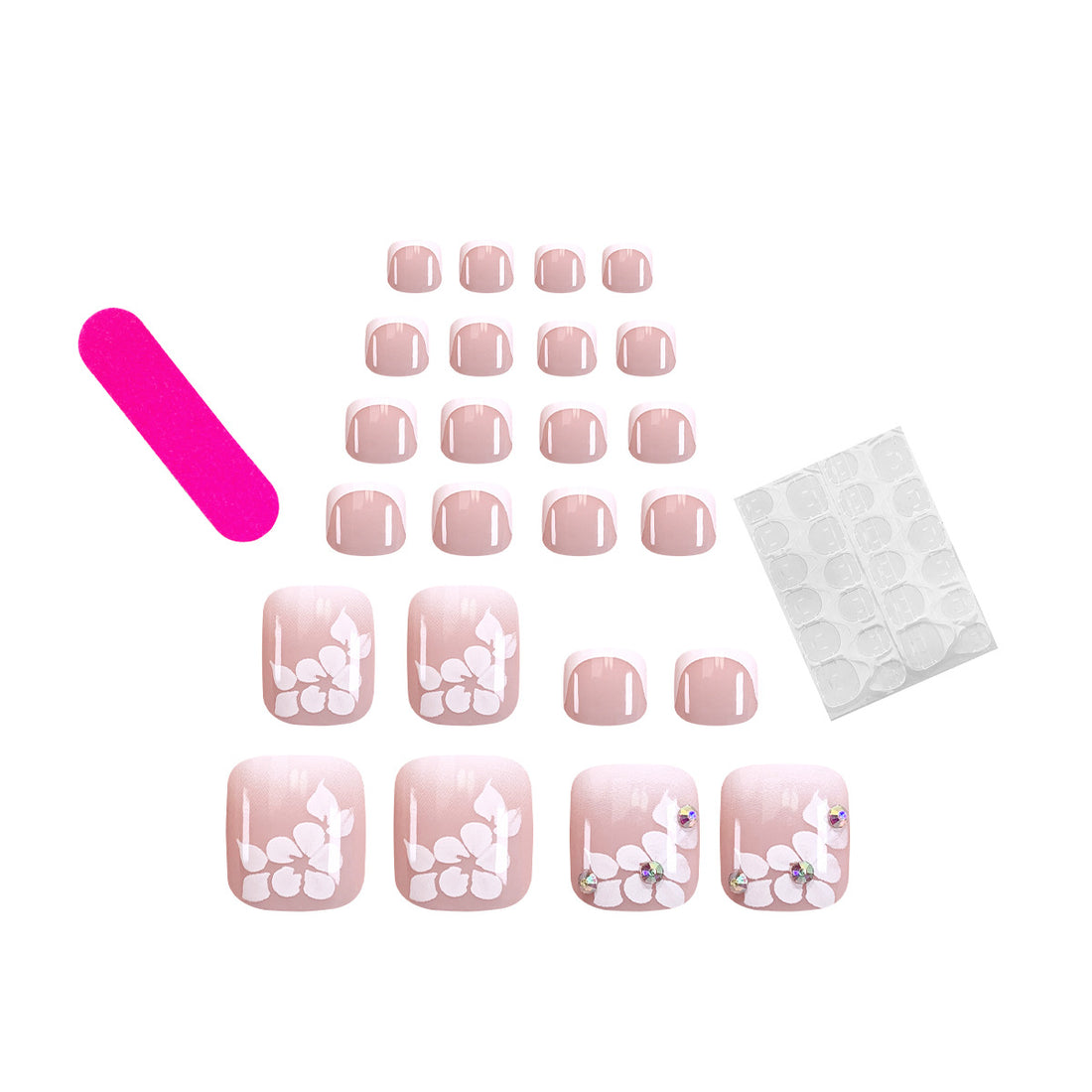 No.302 White Flower Toenail Patch 24pcs/Set