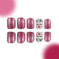 No.CM40 Christmas Pink Glitter Fingernails Patch 24pcs/Set