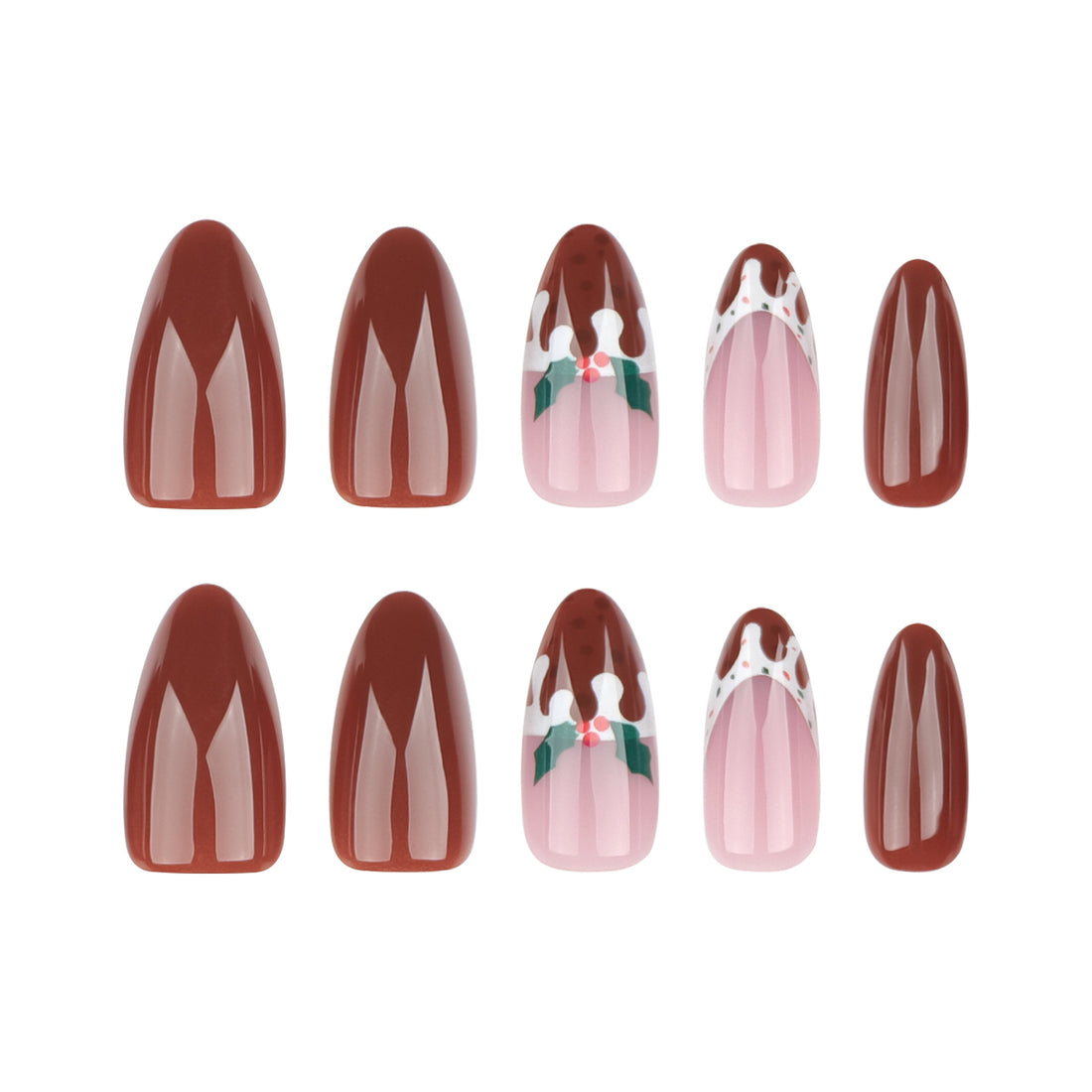 No.CM52 Christmas Brown Fingernails Patch 24pcs/Set