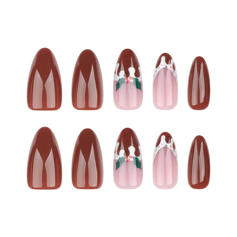 No.CM52 Christmas Brown Fingernails Patch 24pcs/Set