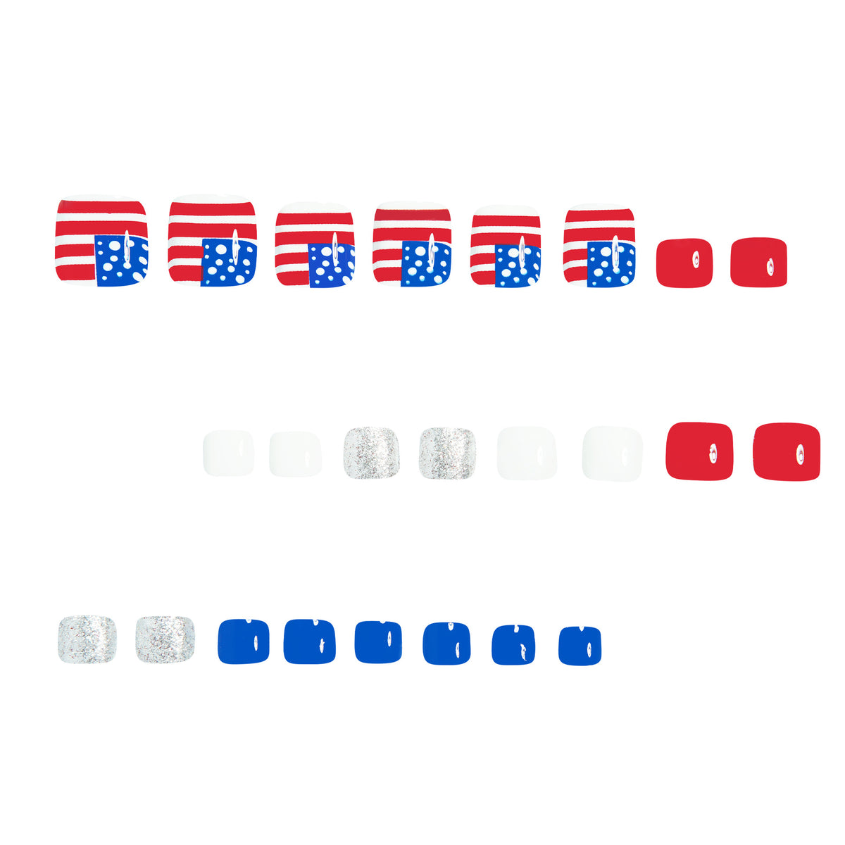 No.746 Blue&Red Toenails Patch 24pcs/Set