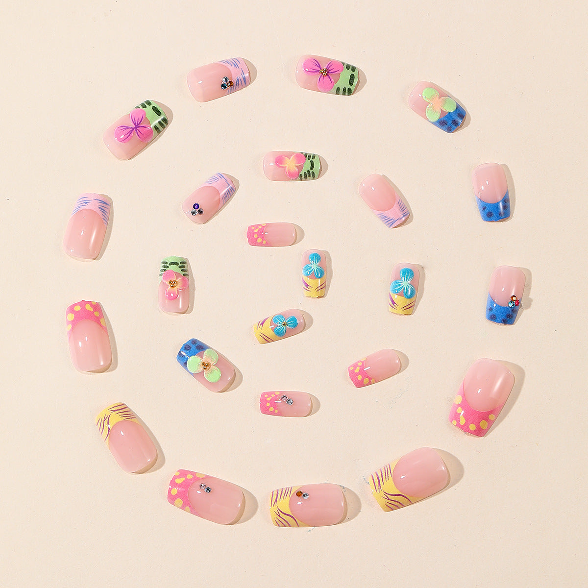 No.F666 Flower Fingernails Patch 24pcs/Set