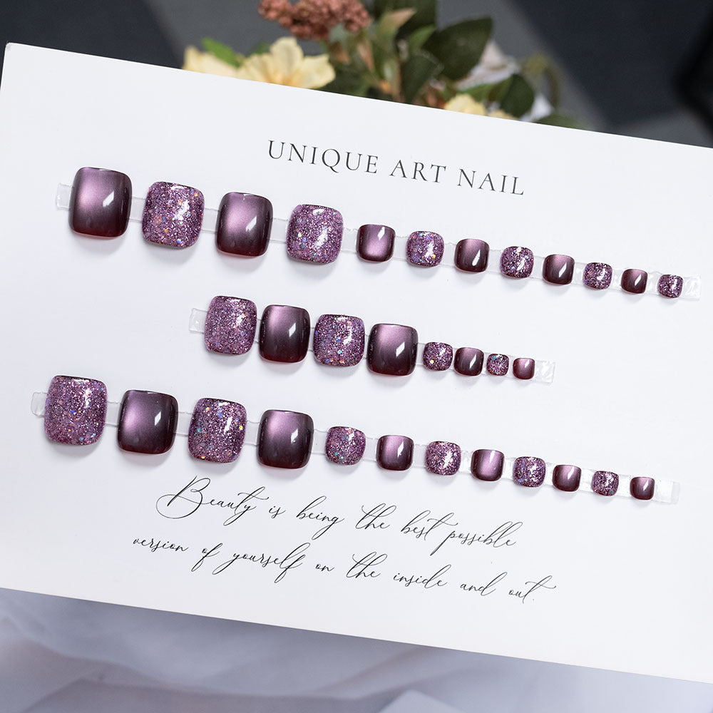 No.700 Purple Cat's Eye Toenails Patch 32pcs/Set