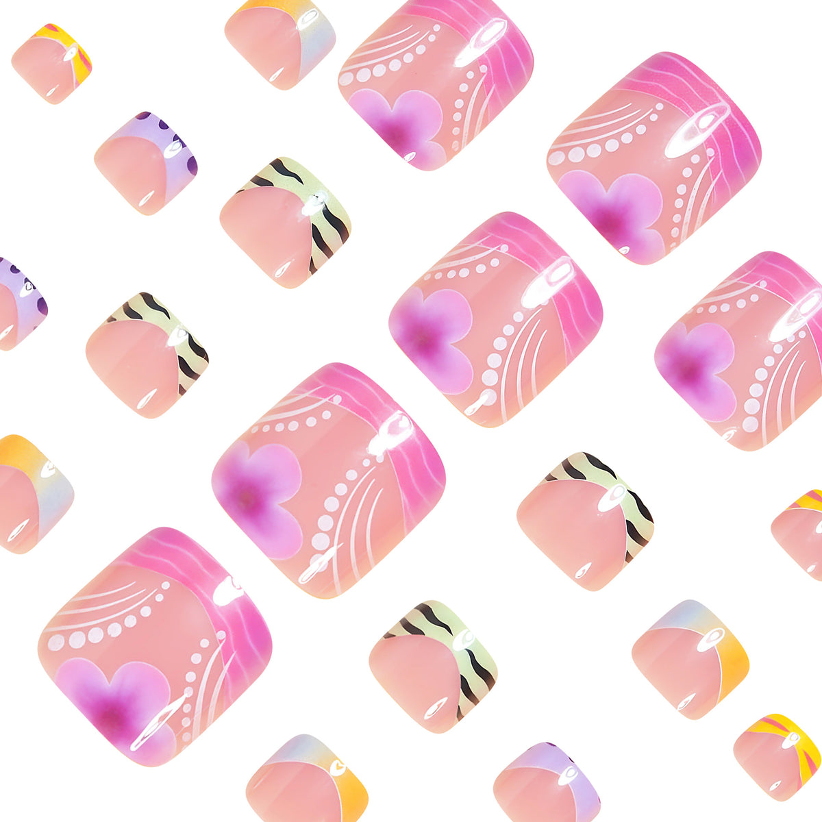 No.795 Colorful Flower Toenails Patch 24pcs/Set