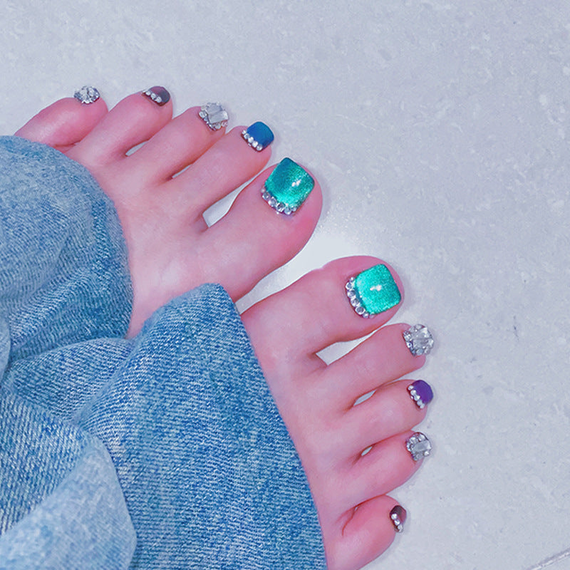 No.94 9D Galaxy Blue Cat' Eye Toenail 10pcs/Set
