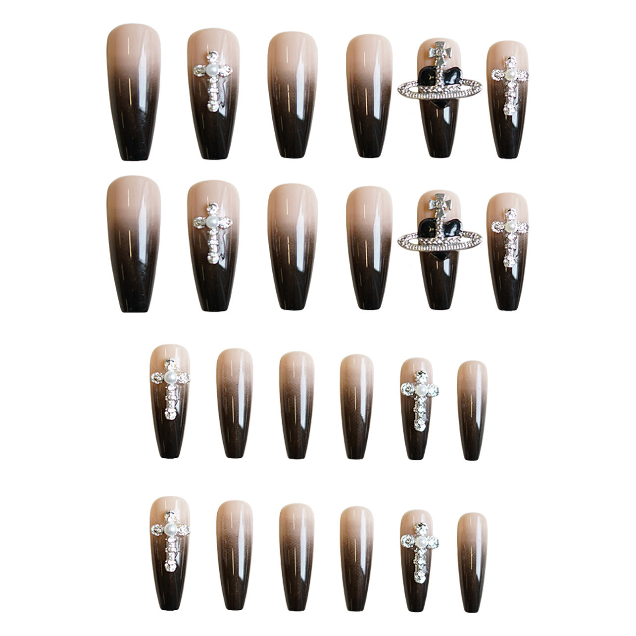 No.F349 Black Fingernails Patch 24pcs/Set