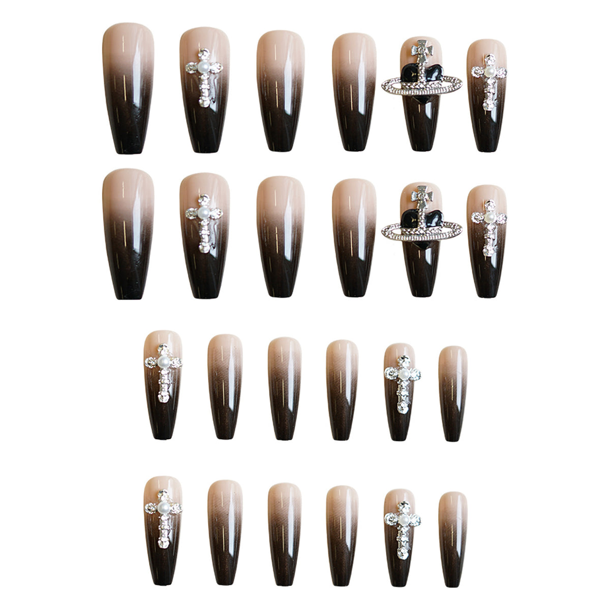 No.F349 Black Fingernails Patch 24pcs/Set