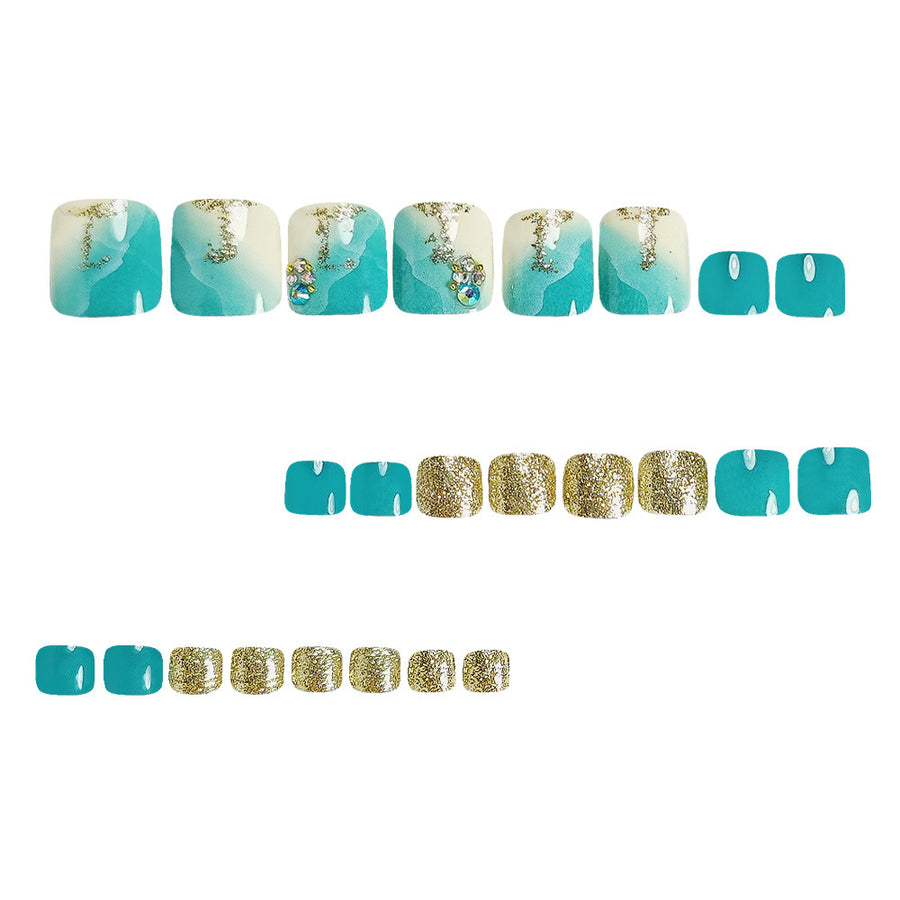No.493 Blue Sand Beach Toenails Patch 24pcs/Set
