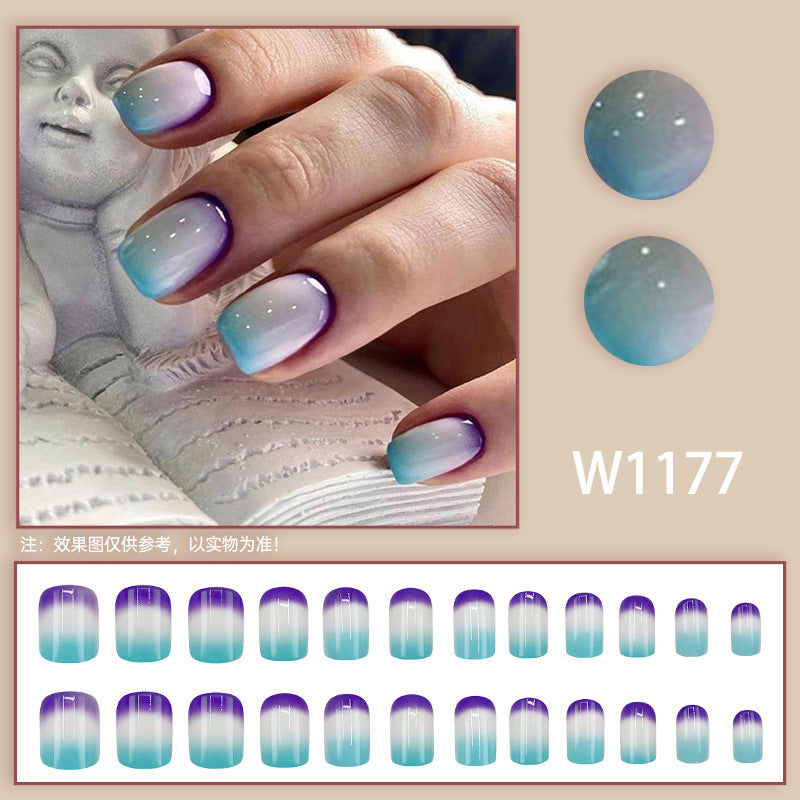 No.F89 Blue&Purple Gradient Fingernails Patch 24pcs/Set