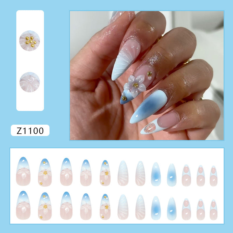 No.F445 Fresh Blue Fingernails Patch 24pcs/Set