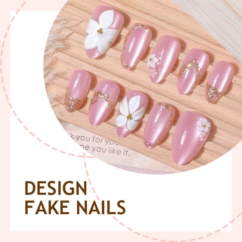 No.F739 Pink Cat's Eye Fingernails Patch 24pcs/Set