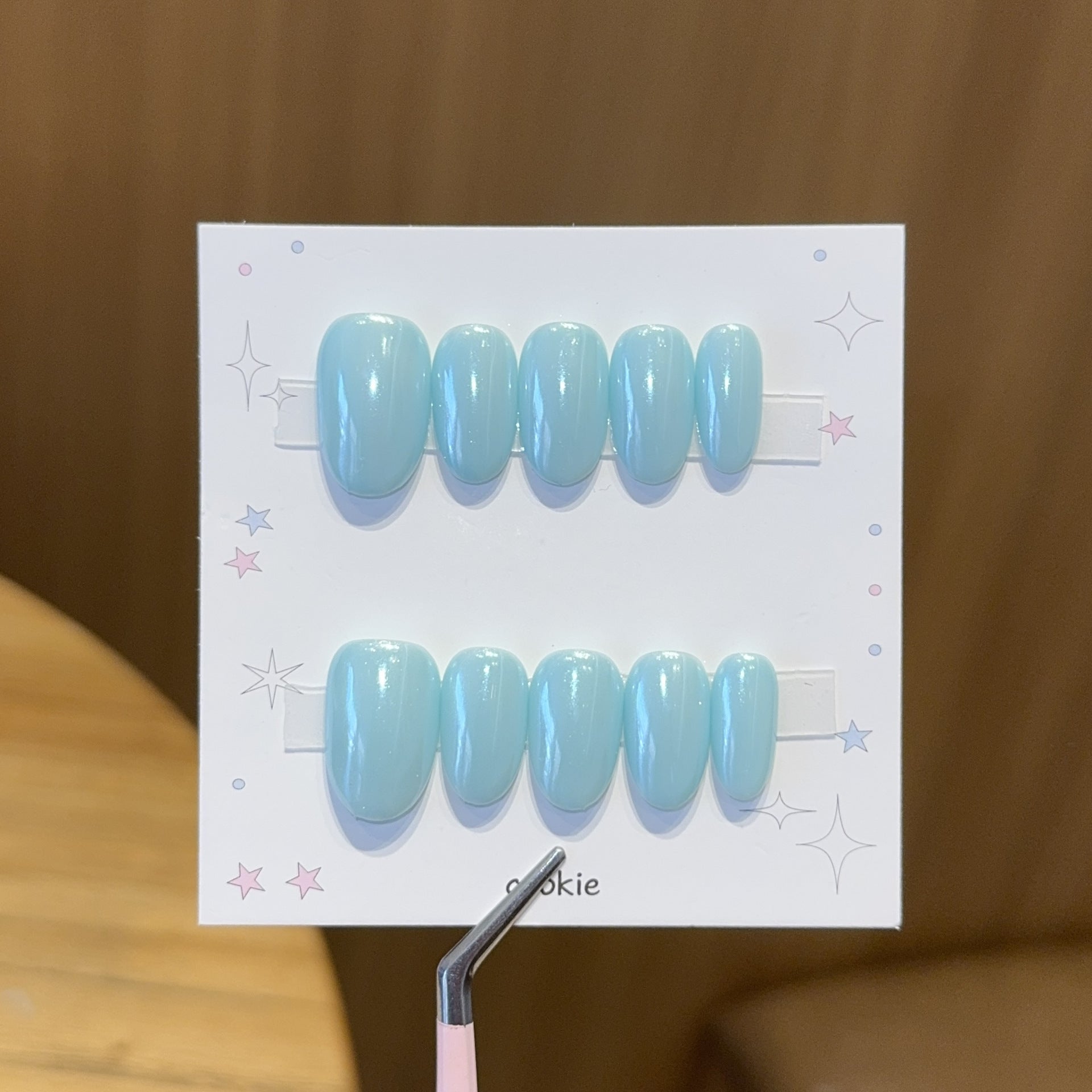No.FP50 Tiffany Blue Hand Made Fingernails 10pcs