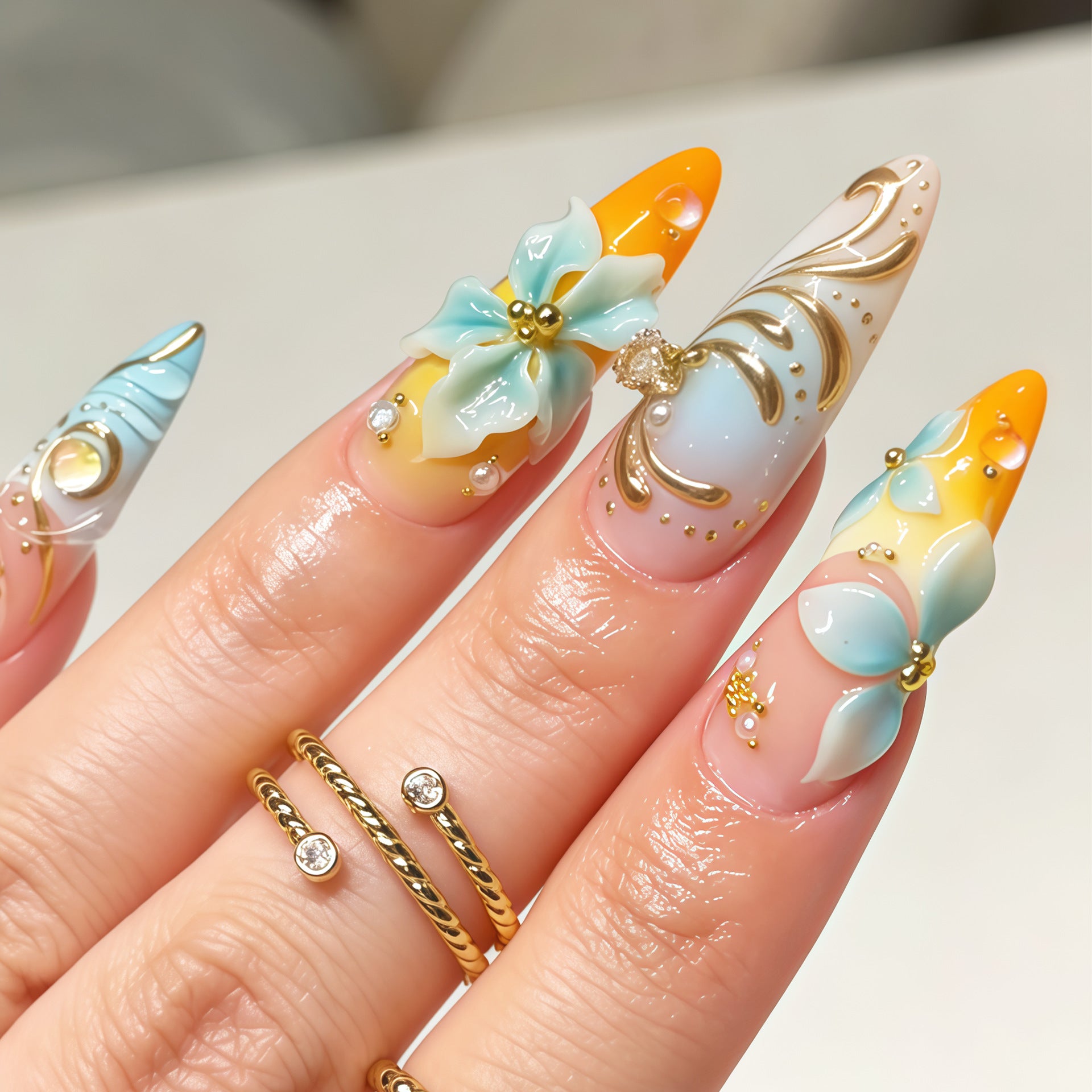 No.F751 Rose Gold Fingernails Patch 24pcs/Set