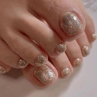 No.225 Champagne Glitter Toenails Patch 24pcs/Set