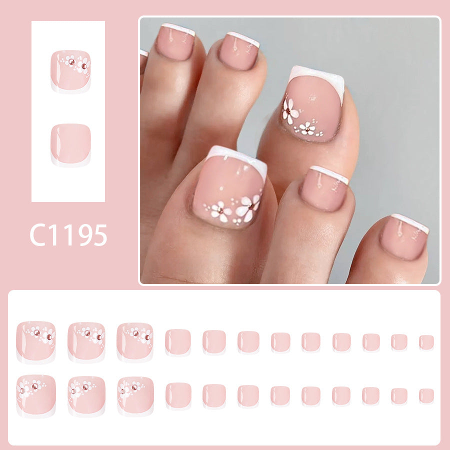 No.640 White Flowers Toenails Patch 24pcs/Set