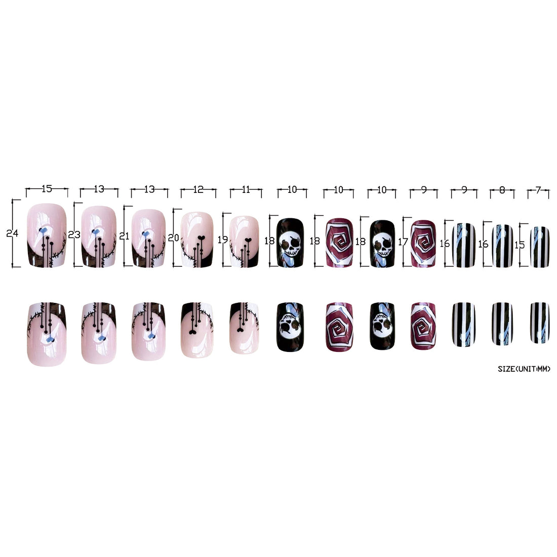 No.AW81 Halloween Black&White Fingernails Patch 24pcs/Set