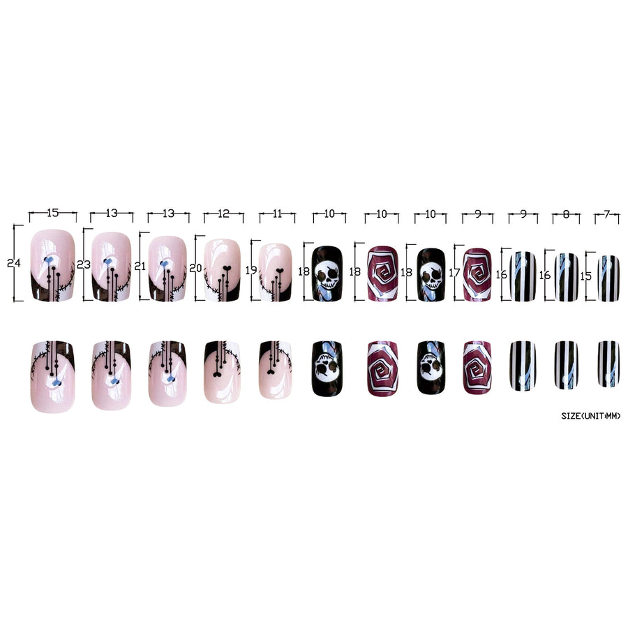 No.AW81 Halloween Black&White Fingernails Patch 24pcs/Set