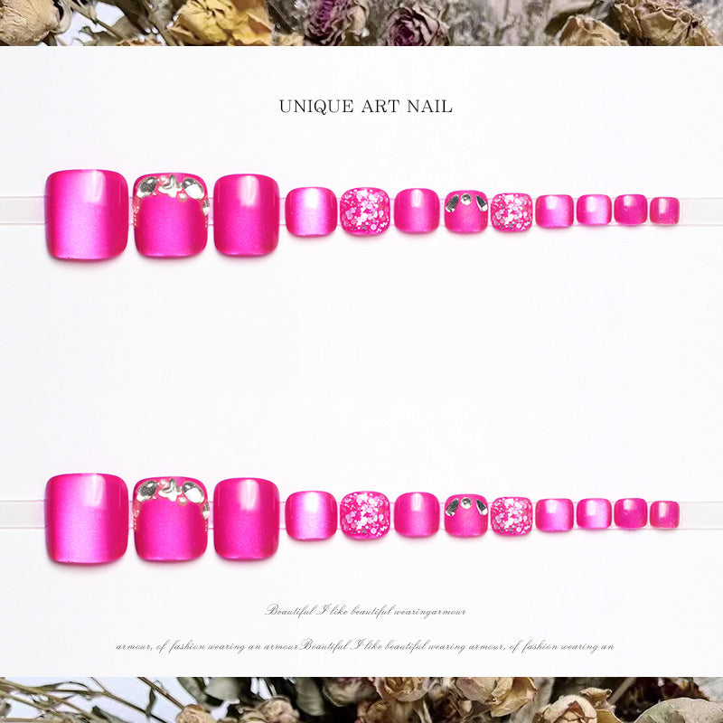 No.606 Rose Red Cat's Eye Toenails Patch 24pcs/Set