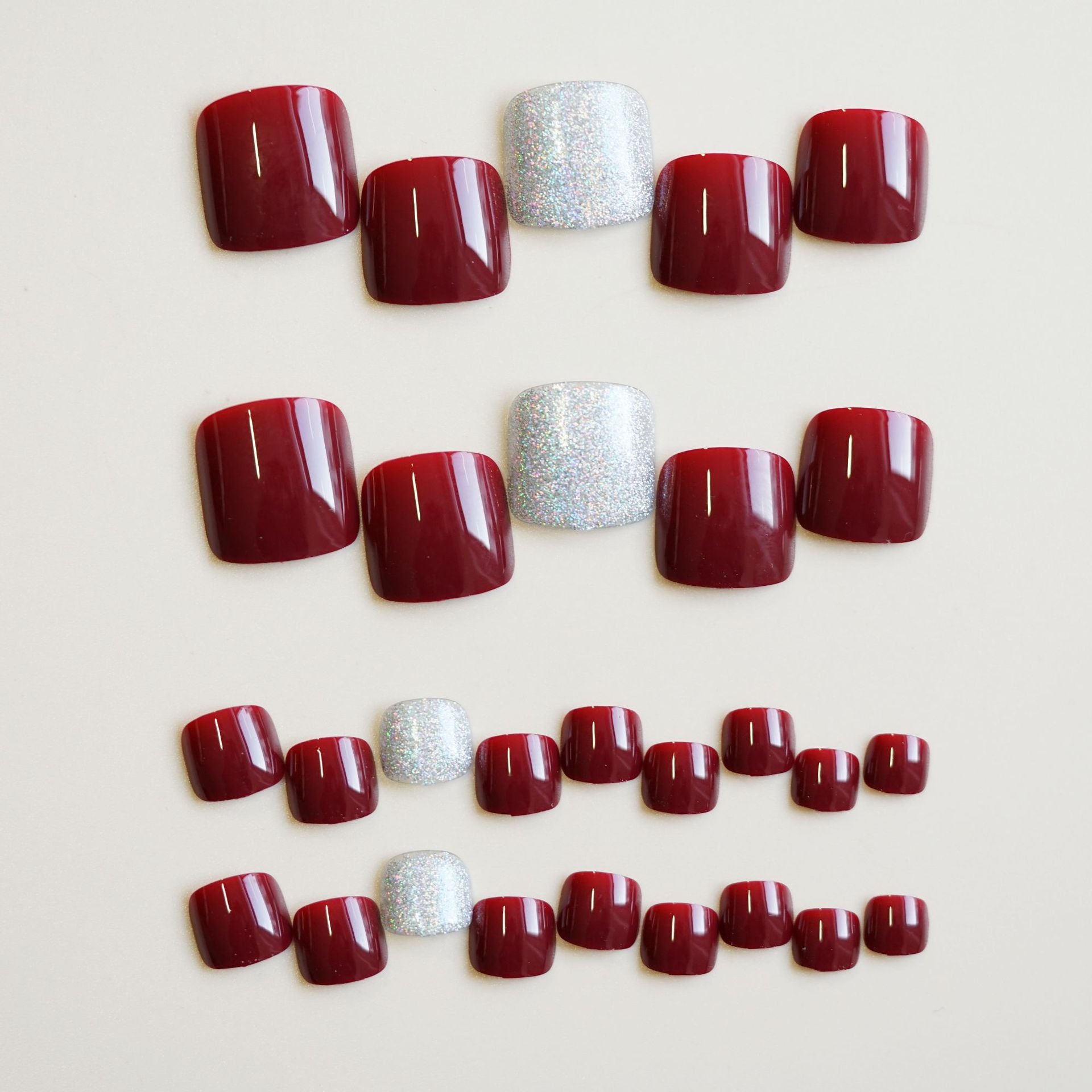 No.531 Wine Red Toenails Patch 24pcs/Set