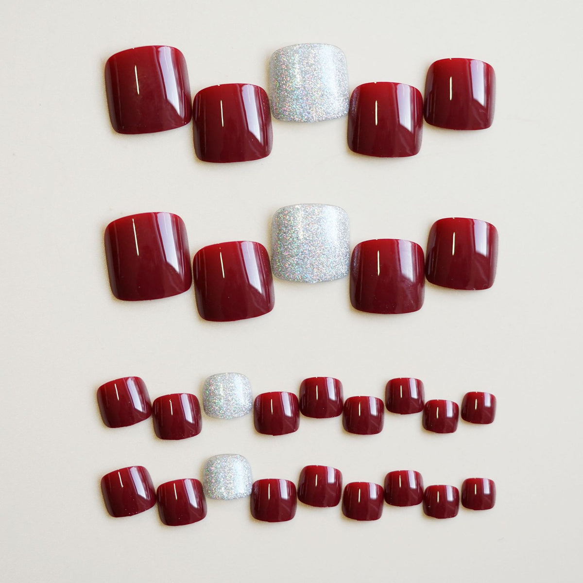 No.531 Wine Red Toenails Patch 24pcs/Set