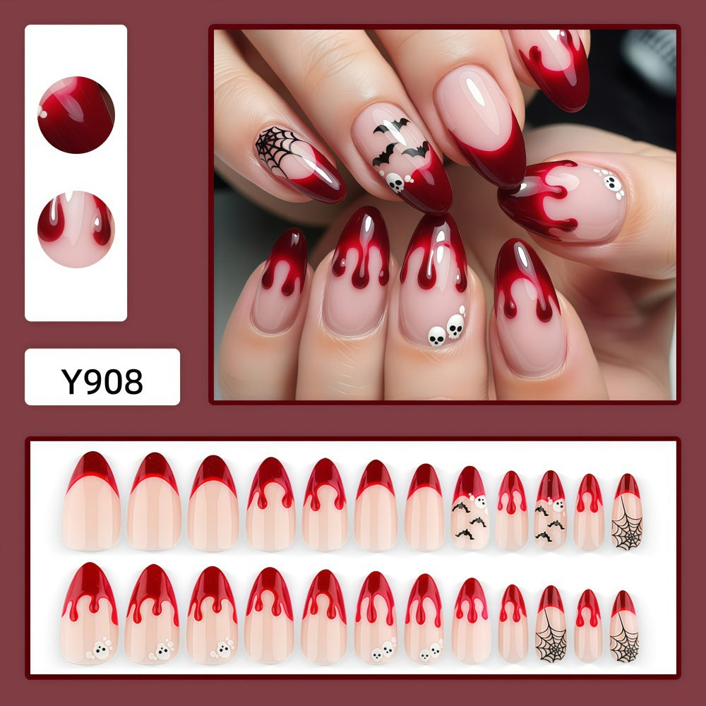 No.AW199 Halloween Dark Spider Web Fingernails Patch 24pcs/Set
