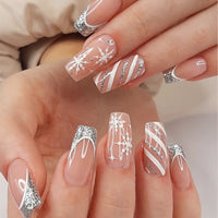 No.CM104 Christmas Nude Glitter Fingernails Patch 24pcs/Set