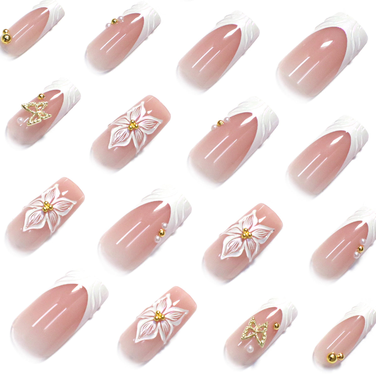No.F619 Flower Fingernails Patch 24pcs/Set